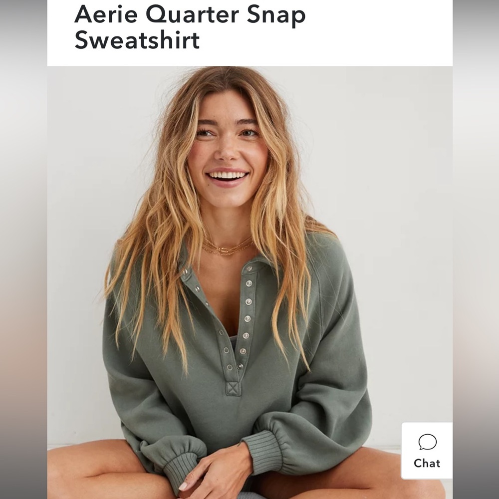 Aerie Quarter Snap Sweatshirt Royal Palm